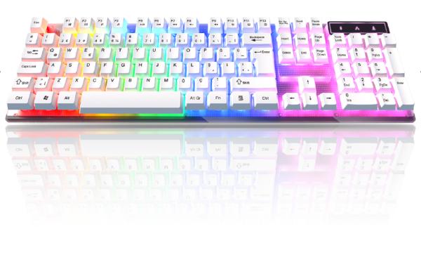 ETEK Wired LED Game Keyboard ABS Body Measures 435*130*30mm At 420g Laser Engraved Keys Metal Option