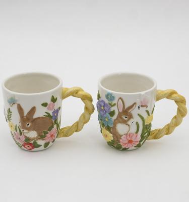 Coffee Mugs For Gardeners Water Cafe Cup Hand Prints Birds 12oz Large Porcelain Mug Ceramic