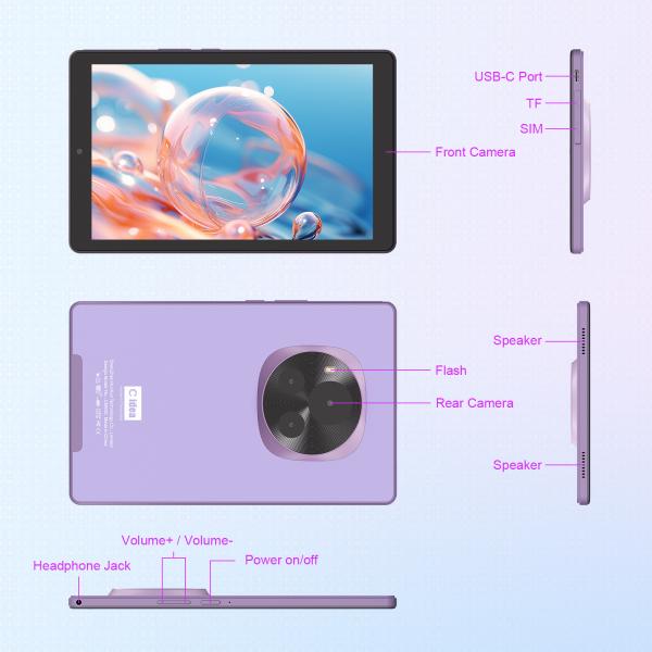 C Idea 9 Inch Tablet 5MP+8MP Educational Tablet For Teens with Pen CM935 Purple