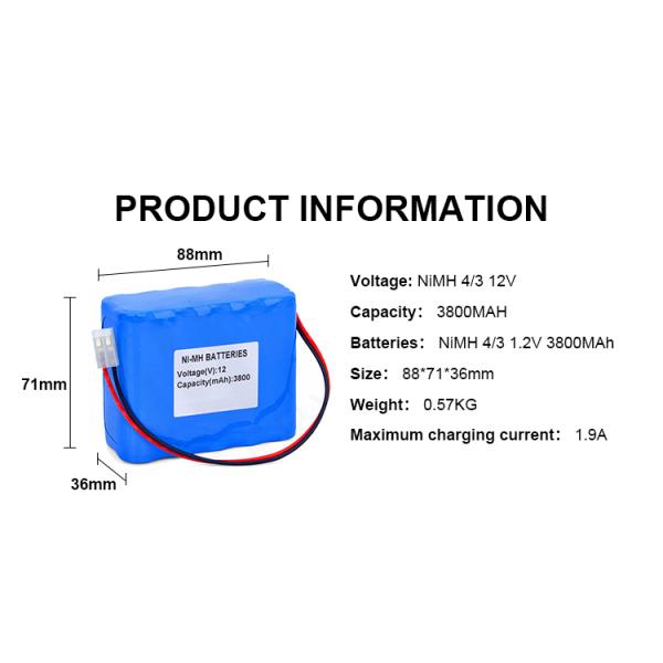 Горячая продажа аккумулятор с гидридом никелевого металла 12В 3800mah 2000mAh 3000mAh Nimh аккумулятор