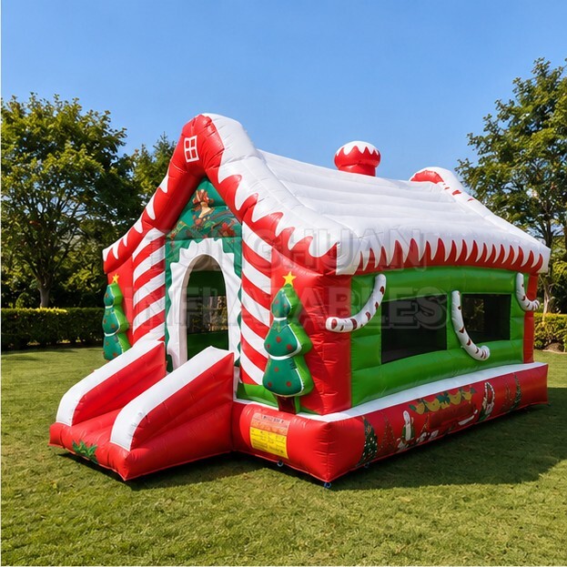 Premium Christmas Inflatable Bouncy Castle with Gingerbread House Design for Schools Shopping Malls Winter Events and Party Rental Businesses