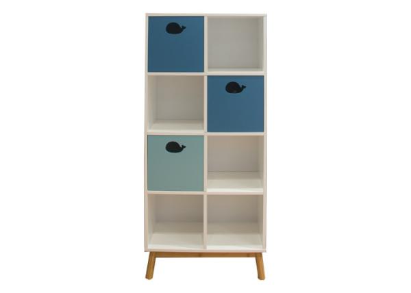 Cube Pine Wood Whale Shape Cutting BSCI H41.5CM 20KG Kids Storage Cabinet