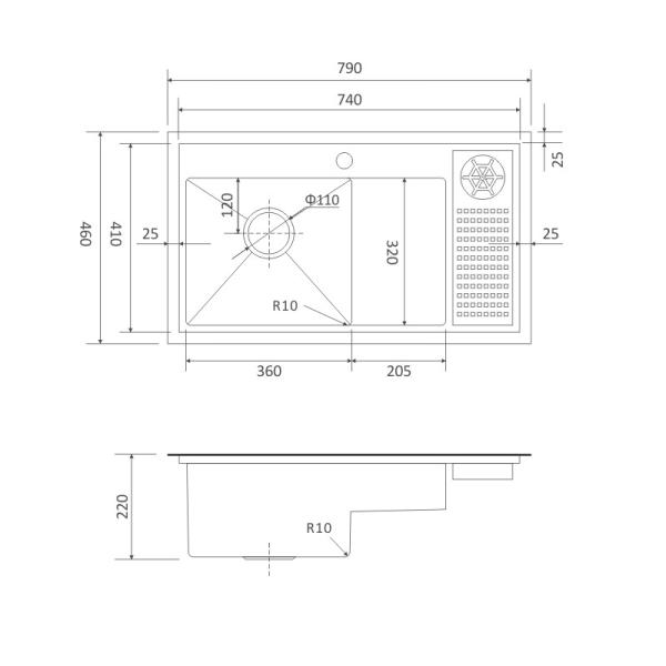79x46 31 Inch Undermount Stainless Steel Kitchen Sink Brushed Single Bowl