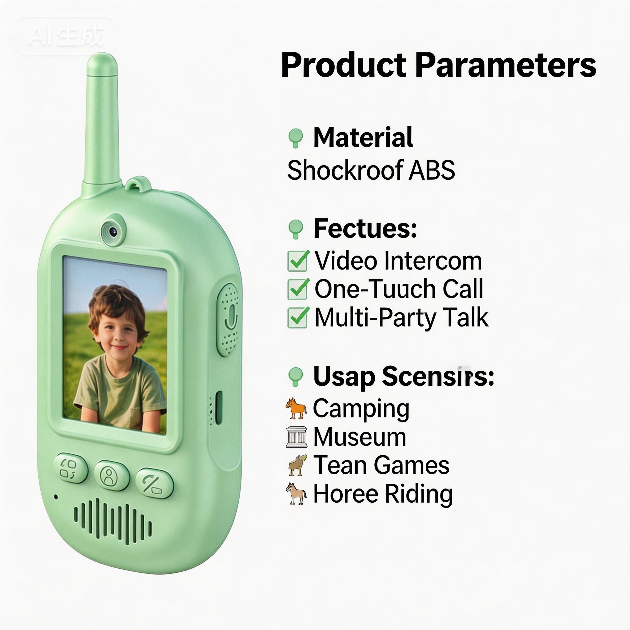 Handheld Kids Walkie Talkie Easy Operation One Key Call Age 3-12 Children Wireless Custom Packaging