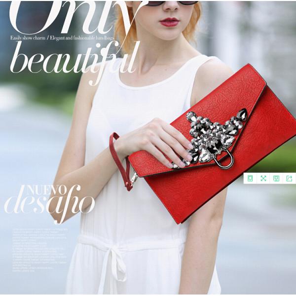 Ladies Crystal Clutch Bag Evening Wedding Rhinestone Silver Purse Chain Cross Body Bag