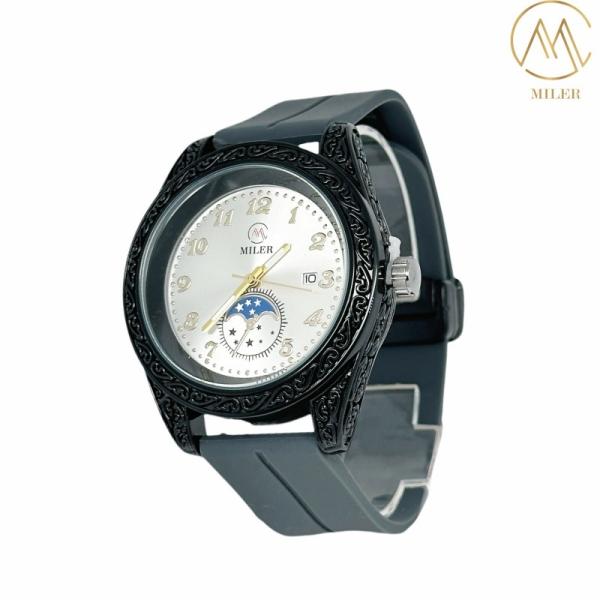 Silver and Black Bezel New Design Quartz MovementSilicon Strap Watch for Adult