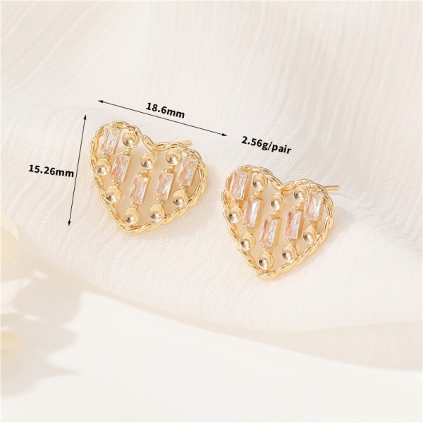 Wholesale Jewelry DIY Earring Accessories Heart-shaped Braided Earrings Round Hollow Zircon Paste Pearl  Earring