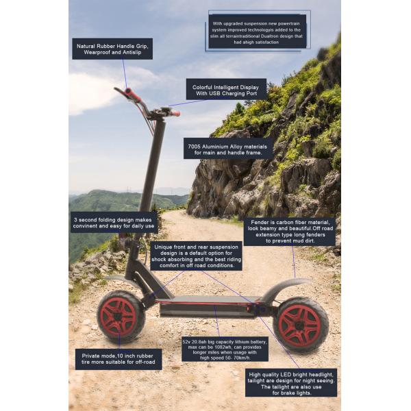 150kg Max Load Adult Electric E Scooter 60 - 80km 3600W Electric Powered Scooters