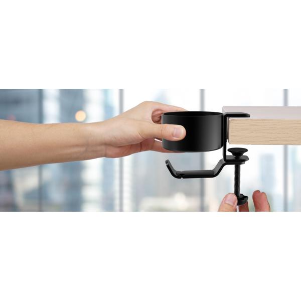 Desk Cup Holder with Headphone Hanger Keep Your Drinks and Headphones in Place