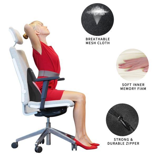Memory Foam Gel Lumbar Cushion for Car Home Office Chair Comfortable Back Support