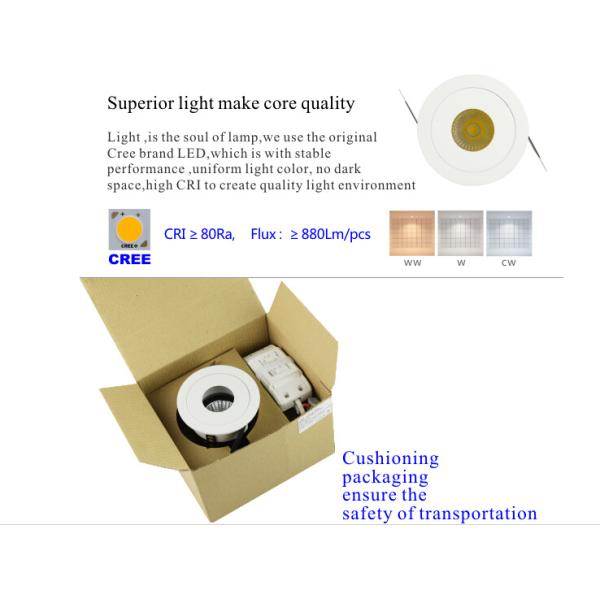 Indoor CRI 80 10W CREE 900lm Mini COB Dimmable LED Down Light  For Club Lighting