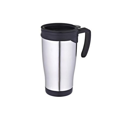 14oz inner PP Outer steel travel mug press lid with handle convenient to drink