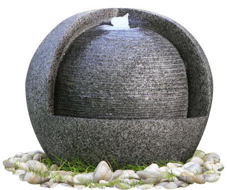 Fiberglass Outdoor Sphere Water Fountains With Pots / ball water feature fountain