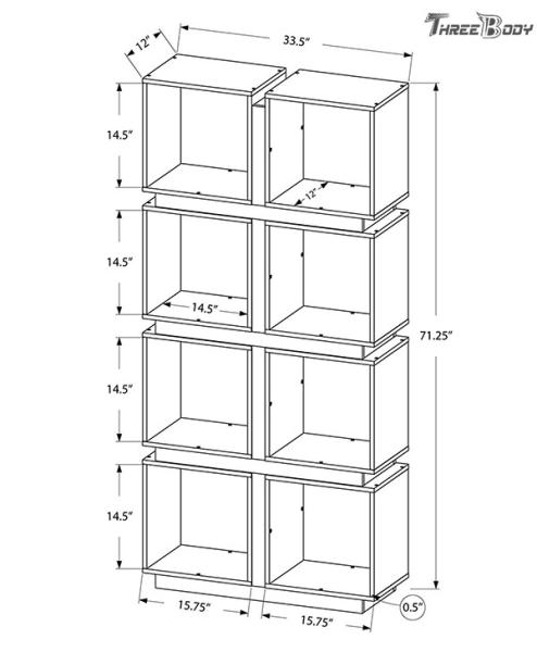 Modular Home Modern Office Furniture 71 Inch Dark Taupe Reclaimed Look Bookcase