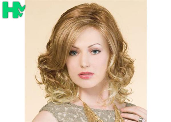 Blond High Temperature Fiber Side Part Wave Synthetic Hair Wigs For Women