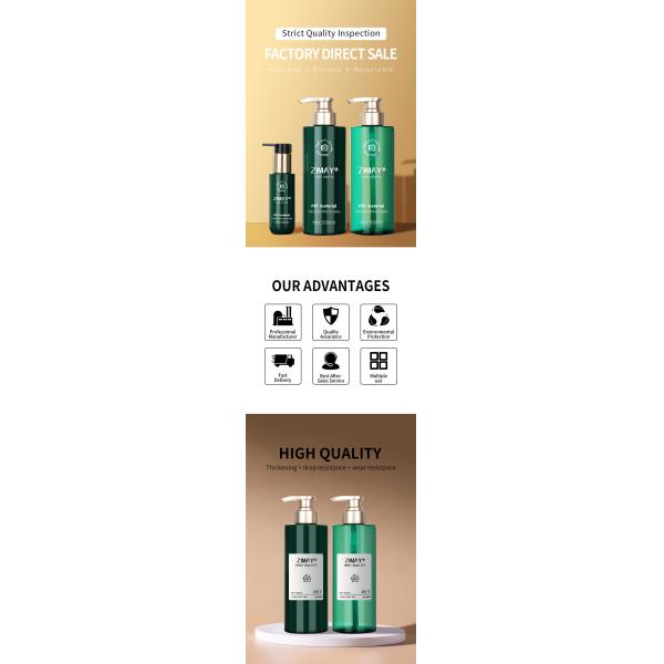 Gold Pump Unique 500 Ml Recyclable Biodegradable Square Pump Shampoo Plastic Bottle