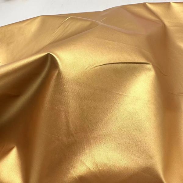 100% Polyester 104GSM Outdoor Jacket Fabric Water Resistant With Gilded Gold Fabric