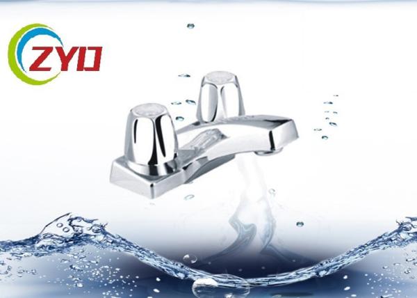 Bright Surface Deck Mount Faucet , Brass Body Two Handle Faucet For Kitchen