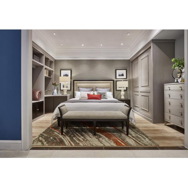 Modern American style Design Bedroom furniture set by Leather upholstered headboard bed made China RIGHTHOME factory