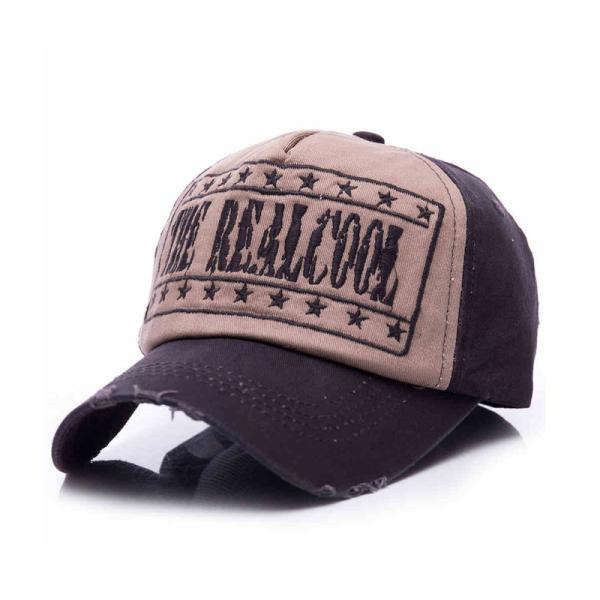 6 Panel Vintage Distressed Baseball Caps Embroidered 58cm 100% Cotton