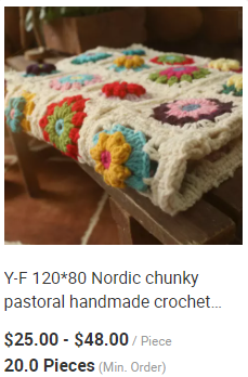 Y-F Nordic Country Rustic Crochet Blanket Farmhouse Plaid Flower Table Runner Teapot Pad coaster Set