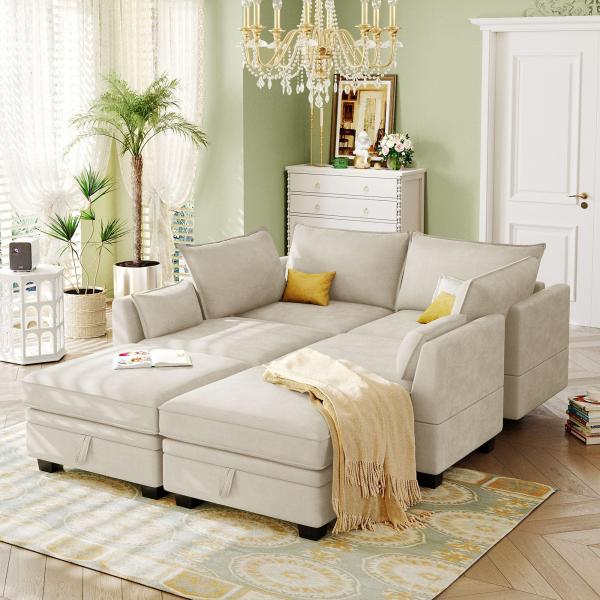 Multifunctional Contemporary Modular Sofa Bed Extendable Breathable
