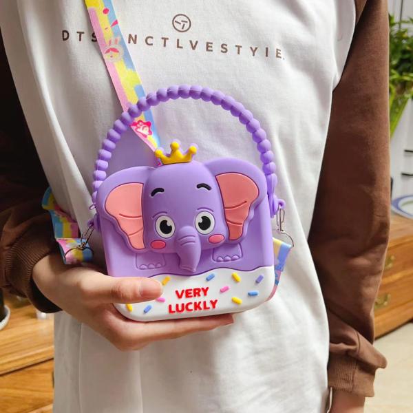 Elefante Meninas Crossbody Bolsas Com Cadeia Cinturão Resina de silicone Pequeno Pequeno Bolso Mini Casual Mensageiro Bolso