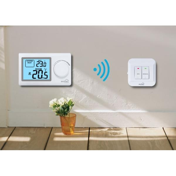 Термостат комнаты цифров большого цвета экрана ЛКД белого беспроводной с датчиком НТК