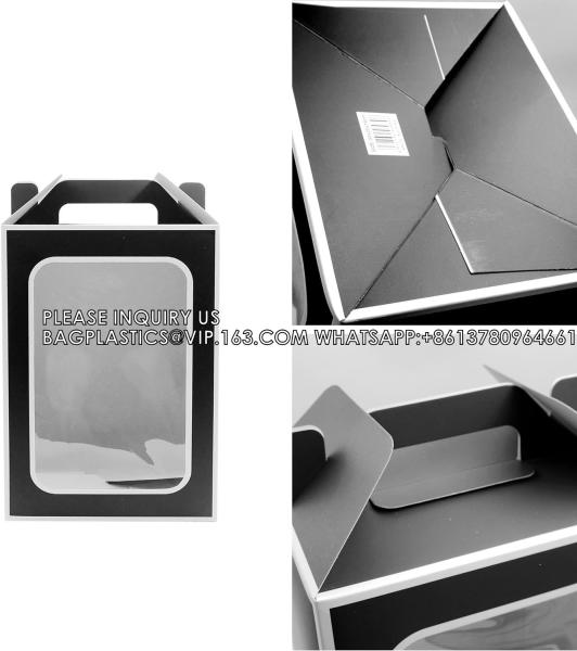 Standing Cookie Bag Flower Packaging, Flower Bouquet Paper Gift Bags With Handles, Party Bag