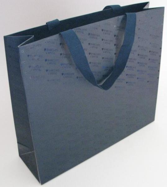 Black Color Printed Paper Gift Bags With Flat Rope For Shopping / Advertising