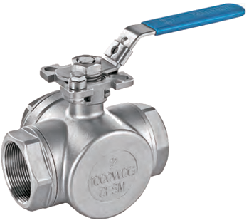 Threaded 3 Way Industrial Ball Valve ASTM A351-CF8M Type With Mounting Pad