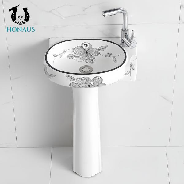 Chinese Style Bathroom Full Pedestal Wash Basin With Mirror Best Ceramic Two Piece