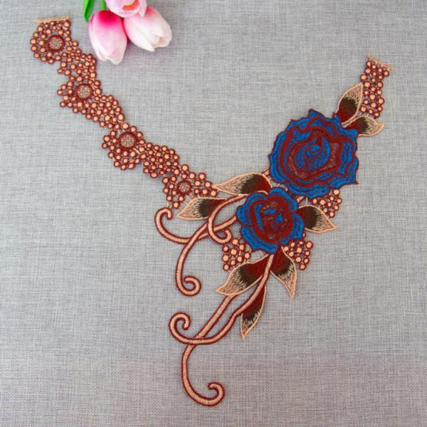100%Polyester  Embroidery  Pajams Collar Lace   Mesh Based Necklace Decoration