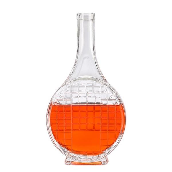 Garrafa de vidro em relevo para brandy uísque vodka rum tequila estampagem a quente grande capacidade