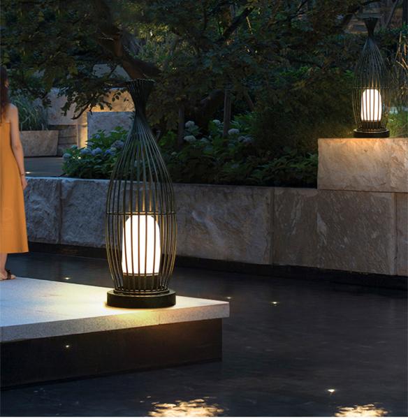 18W Landscape Outdoor Led Lawn Lights Fixtures Luxury Bird Cage Shaped 6000K 300x750mm