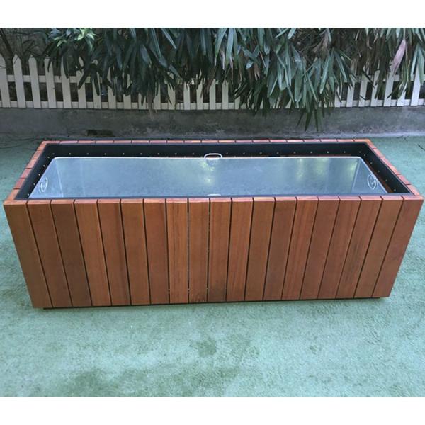 Solid Wood Outdoor Large Planters , Rectangular Flower Planter OEM ODM