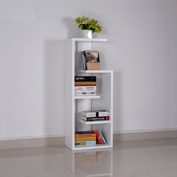 Living Room White 120cm E1 MDF Wooden Corner Bookshelf