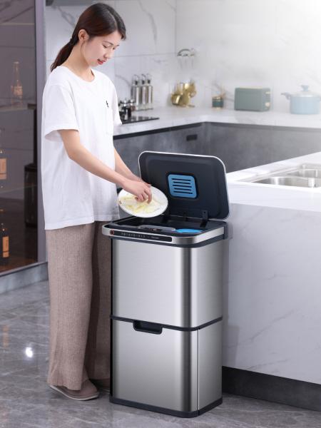 Customized Dry Wet Sorting Trash Can Stainless Intelligent Sensor Trash Can