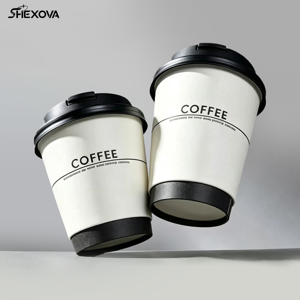 Custom Printed Double Wall Coffee Craft Paper Cup With Logo Hot Gold Stamping