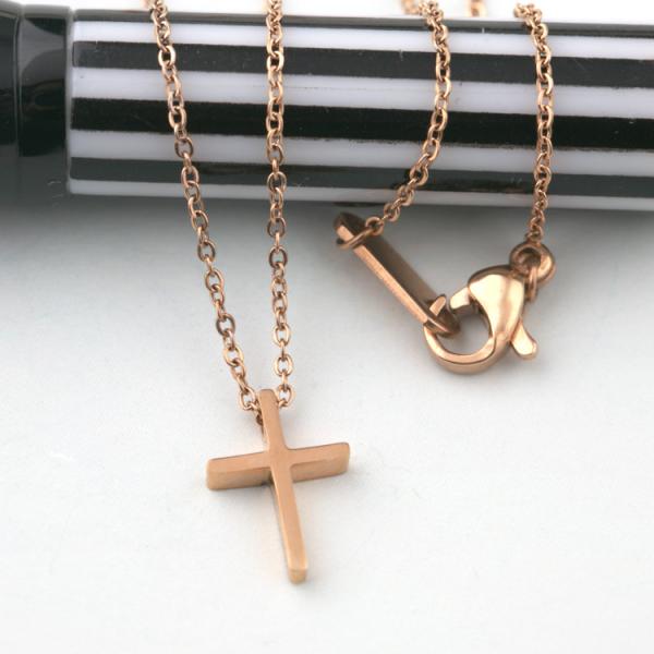 Rose gold necklace with Stainless Steel, Cross necklace, Cross Pendant Necklace