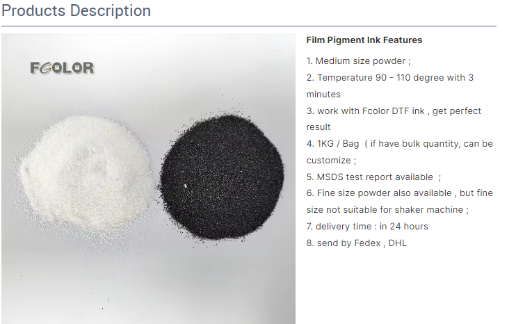 Middle Size DTF Black White Hot Melt Adhesive Powder for Dark Light T-shirt Heat Transfer Printing