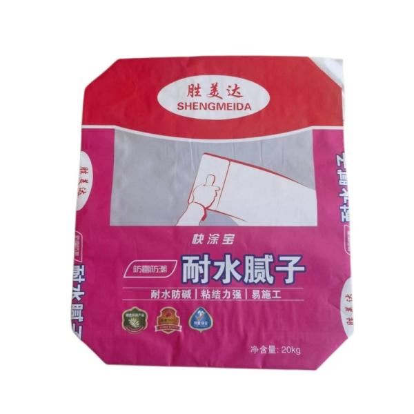 2 sacos de embalagem de papel 90GSM e 1 saco de embalagem de cimento de película para 20kg 25kg