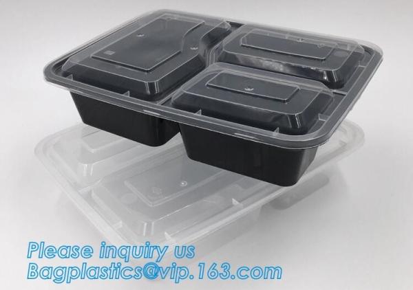 Wholesale 3 Compartment Take away Microwave PP High Quality food container Plastic Prep Meal disposable bento box with l