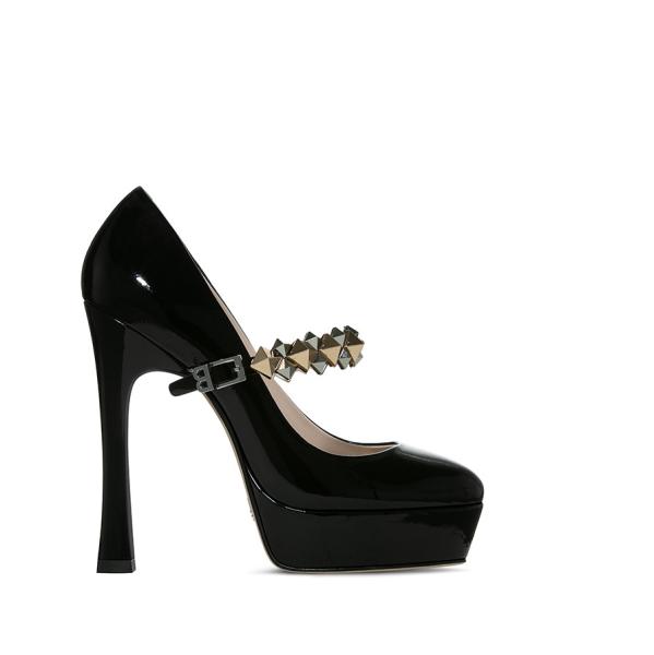 Pointed Toe Mirror Platform Heel Shoes Sewed Bead With Diamond Chain