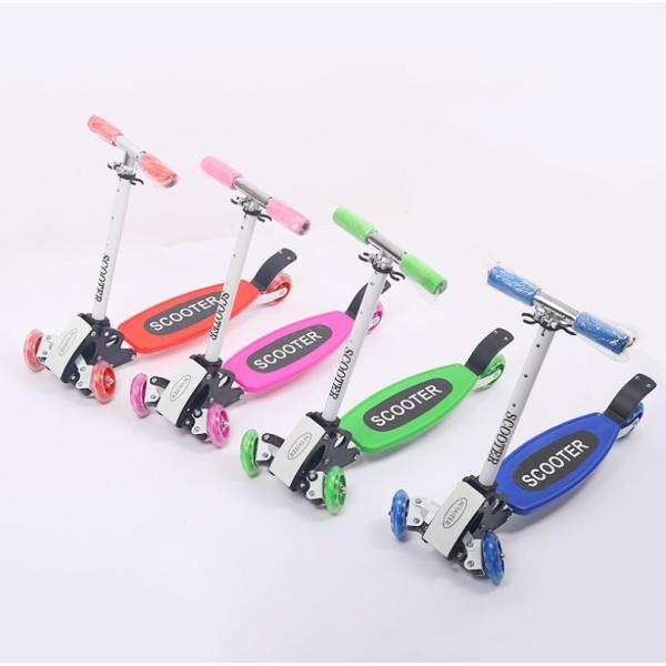 4 Wheel Skate Kick Scooter Adjustable Height Lean To Steer For Toddlers Girls Boys