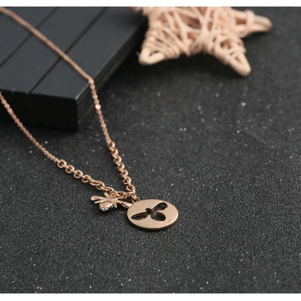 Swarwski Ccopy Bee Pendant Necklacae Stainless Steel Rose Gold Neckalce Bee Sharp Design Necklace