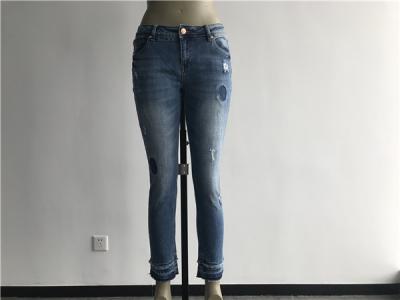 LTD Ladies Denim Jeans / Light Wash Denim Jeans With Blasting / Whisker TW76855