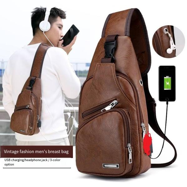 Unisex PU Leather Chest Bag for Men Customized Color Messenger Bag