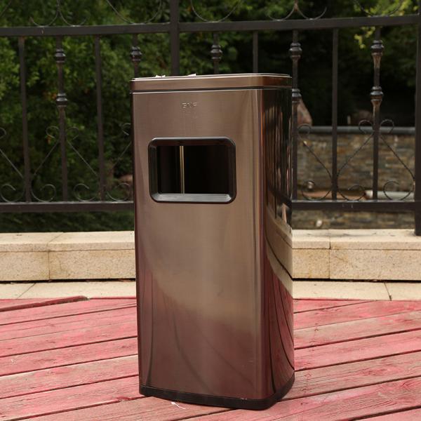 12L Customized Trash Can Vertical Flip Cover Half Cover Outdoor Metal Trash Can