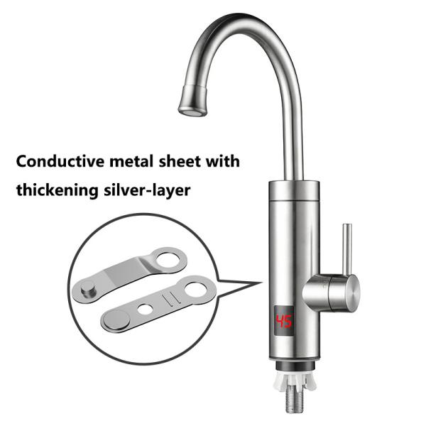 Kitchen Instant Electric Hot Water Faucet With LED Temperature Display 304 Stainless Steel